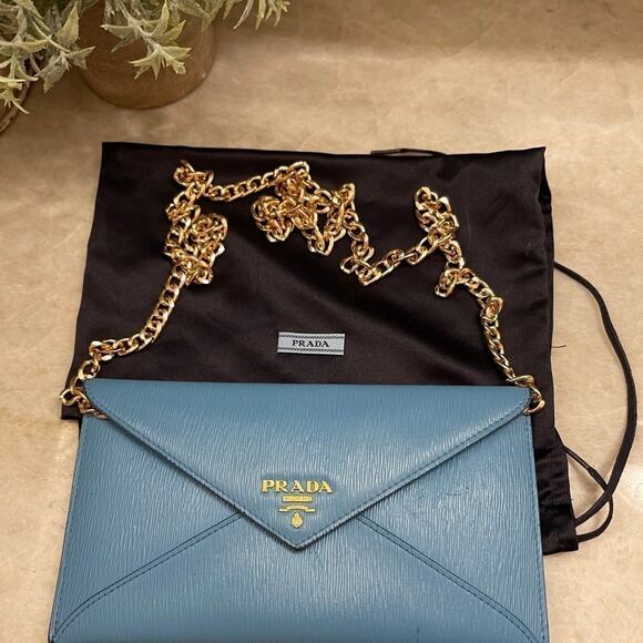 Prada envelope wallet Vitello Move in Mare (sea) blue - Picture 1 of 12